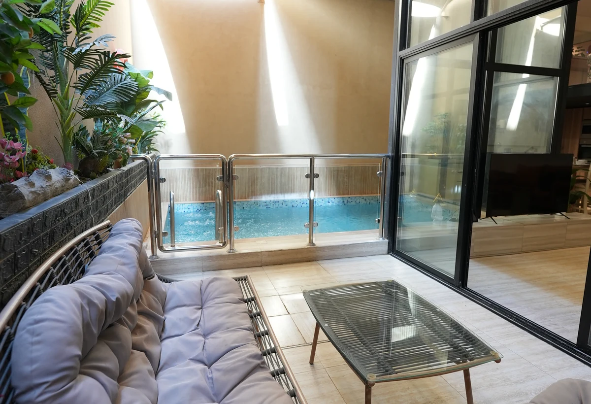 Private pool courtyard at Najla Residence apartment 111A