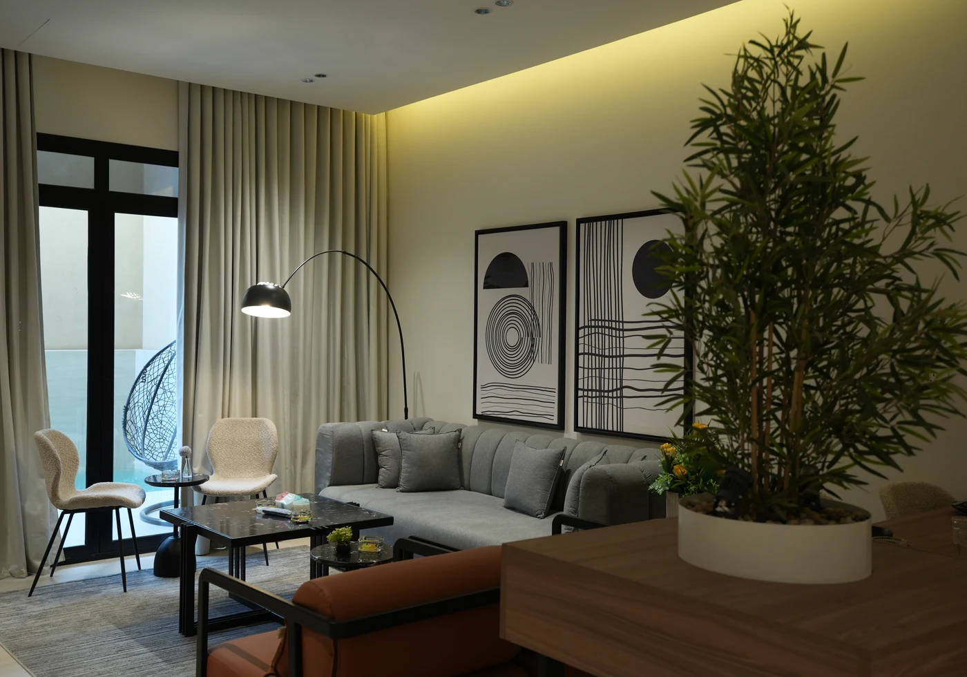 Living and dining space at Najla Residence apartment 4A