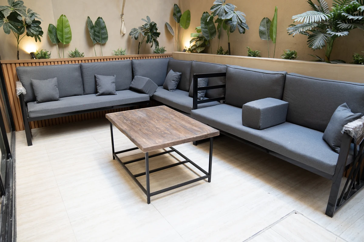 Guest-ready outdoor lounge in Najla Residence apartment 106