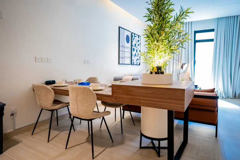 Zona pranzo accanto al soggiorno nell'Appartamento 3B